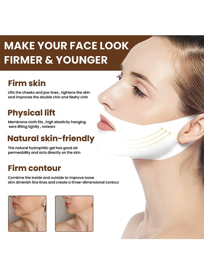 إيلهو قناع رفع خط V، قناع مزدوج لتقليل الذقن، قناع شد الوجه، أقنعة شد وتماسك الوجه، رقعة رفع الذقن، قناع خط V للنساء والرجال لتحديد الوجه والرقبة، مجموعة من 5 قطع - Image 2